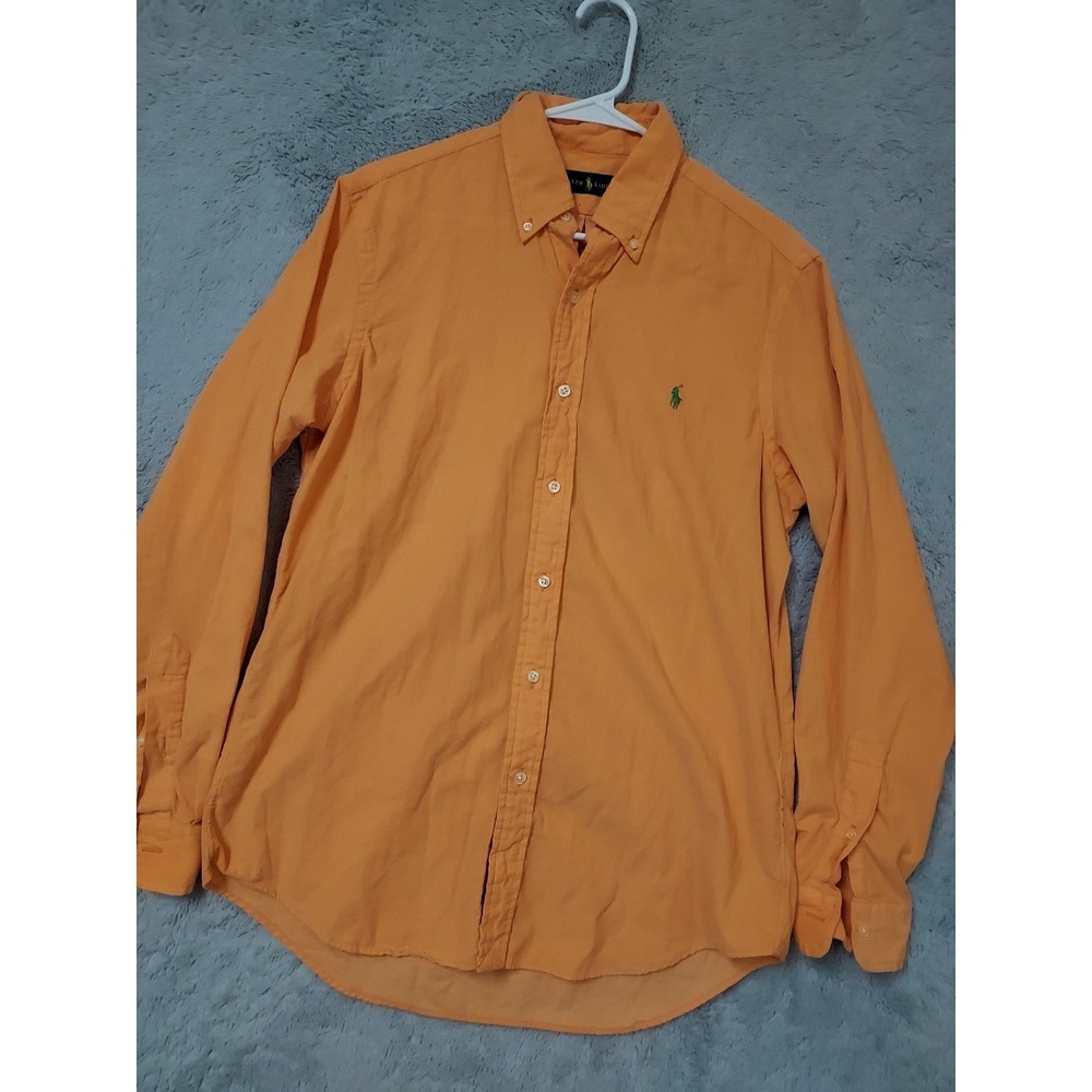Polo Ralph Lauren Corduroy Shirt Mens Medium Lightweight Button Down Orange M